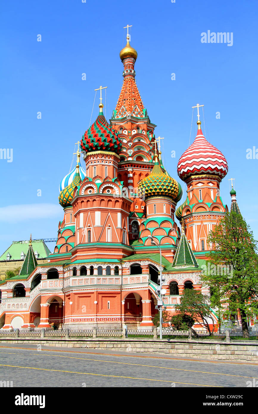 Kathedrale des Schutzes der Allerheiligsten Gottesgebärerin auf dem Graben in Moskau, Russland Stockfoto