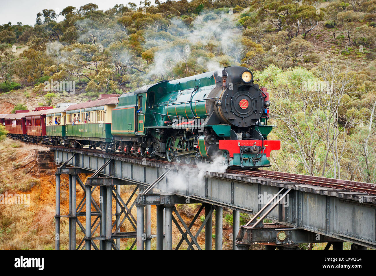 Historische Pichi Richi Railway im Süden von der Flinders Ranges. Stockfoto