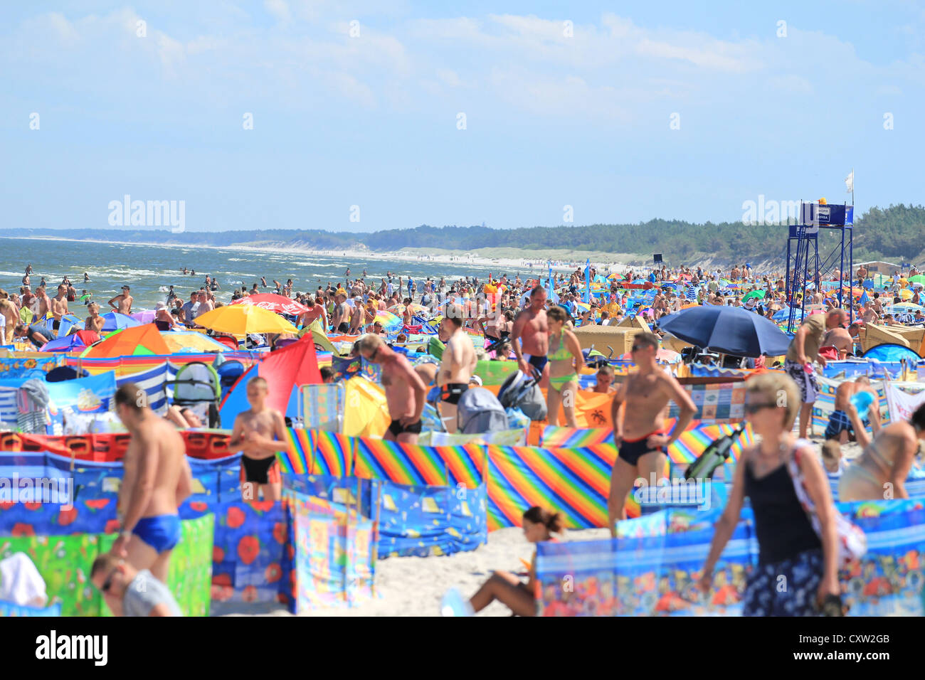 Überfüllten Strand in Leba, Ostseeküste, Polen Stockfoto