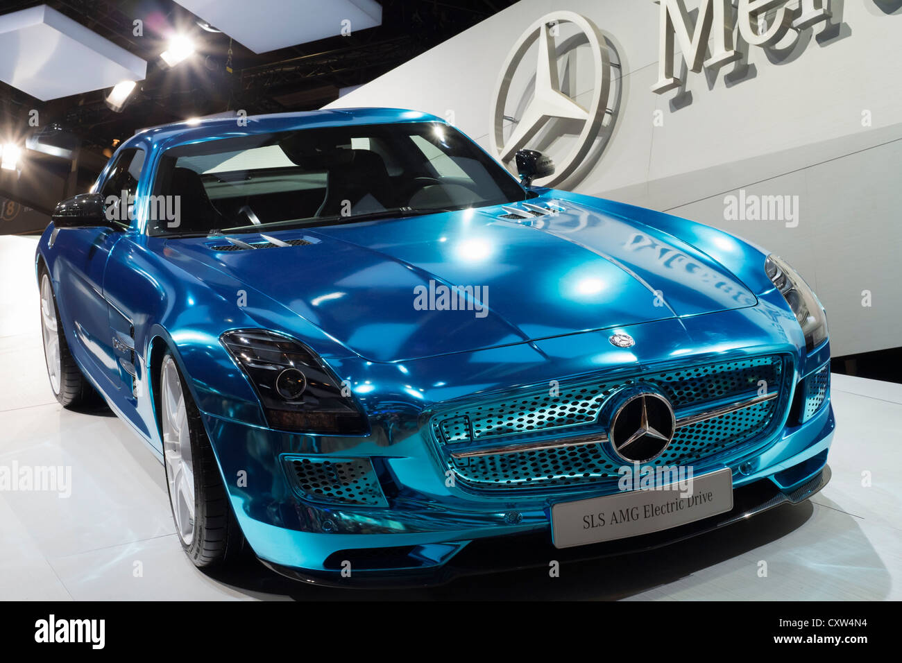 Weltpremiere des Mercedes Benz SLS AMG Electric Drive Sportwagen auf der Paris Motor Show 2012 Stockfoto