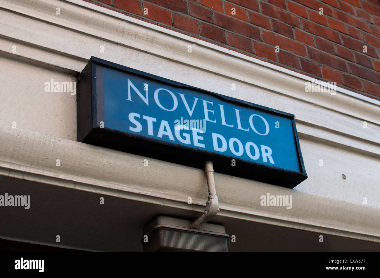 Novello Theater Bühne Türschild, London, UK Stockfoto