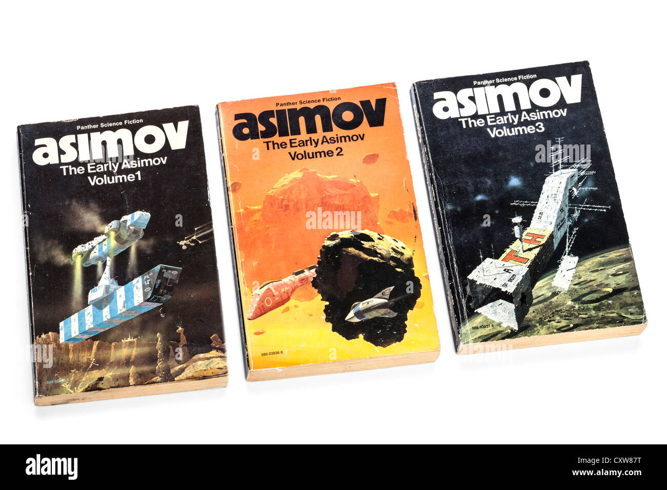 Taschenbücher von Panther Science-Fiction, Asimov, The Early Asimov, Bände 1,2,3, Stockfoto