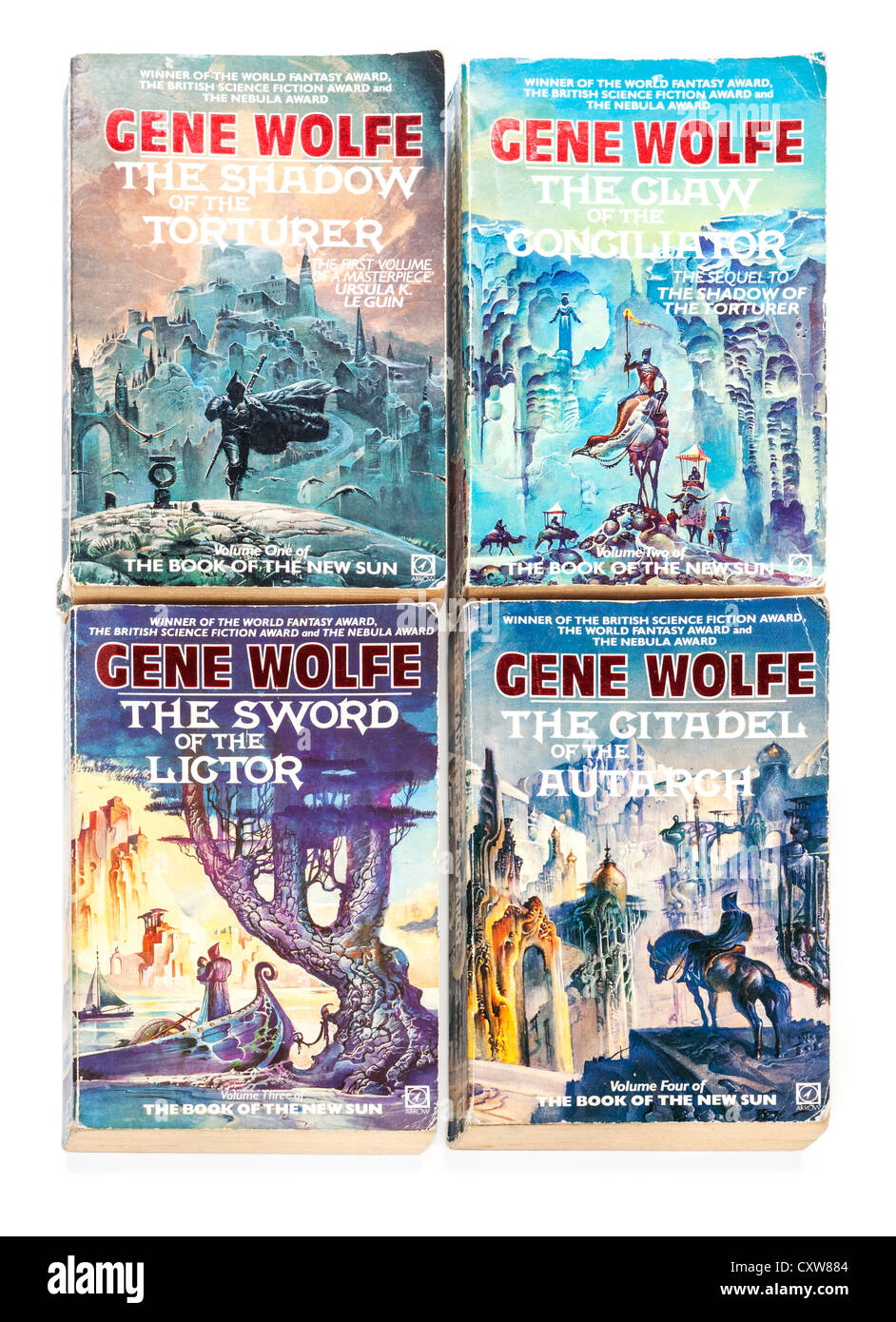 Taschenbuch Kopien der vier Bücher der Reihe das Buch der neuen Sonne, durch Gene Wolfe, Stockfoto