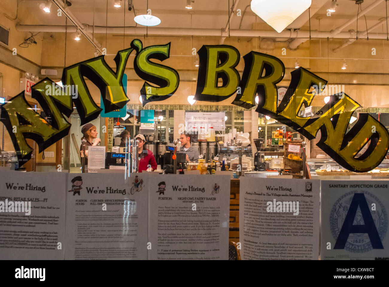 New York City, NY, USA, 'Amy es Brot' American Bakery Shop Frontscheibe anmelden, in der Chelsea Market, Shopping Center, Manhattan Stockfoto