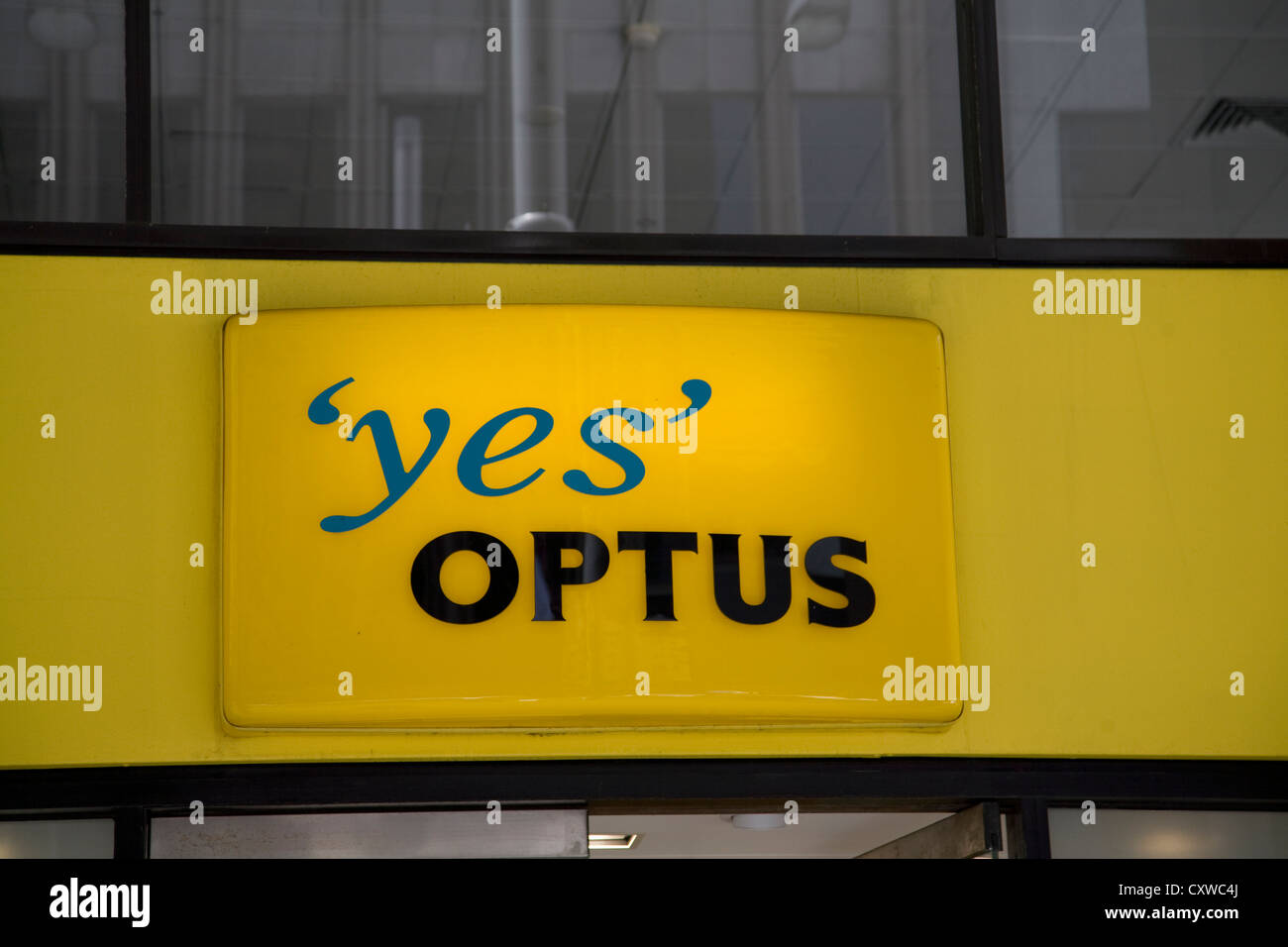 Eingang zur Steckdose Optus Einzelhandel, großen Rivalen von Telstra um Marktanteile in Australien Stockfoto