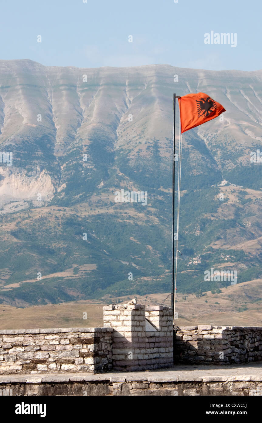 Albanische Flagge Stockfoto