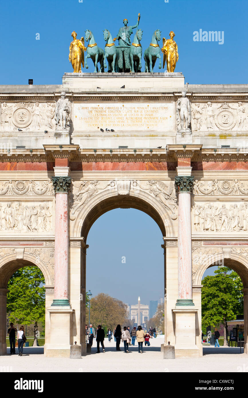 Arc de Triomphe du Carrousel in der Nähe von Le Louvre, Tuileries, Paris, Frankreich Stockfoto
