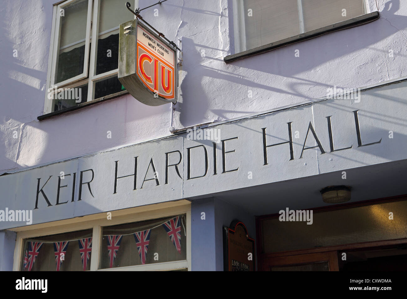 Kier Hardie Hall, arbeiten Männer Club Halle, Norwich Stadtzentrum Centre, Norwich, Norfolk, Großbritannien Stockfoto