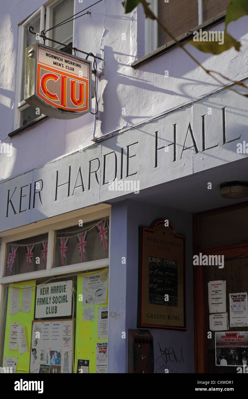 Kier Hardie Hall, arbeiten Männer Club Halle, Norwich Stadtzentrum Centre, Norwich, Norfolk, Großbritannien Stockfoto
