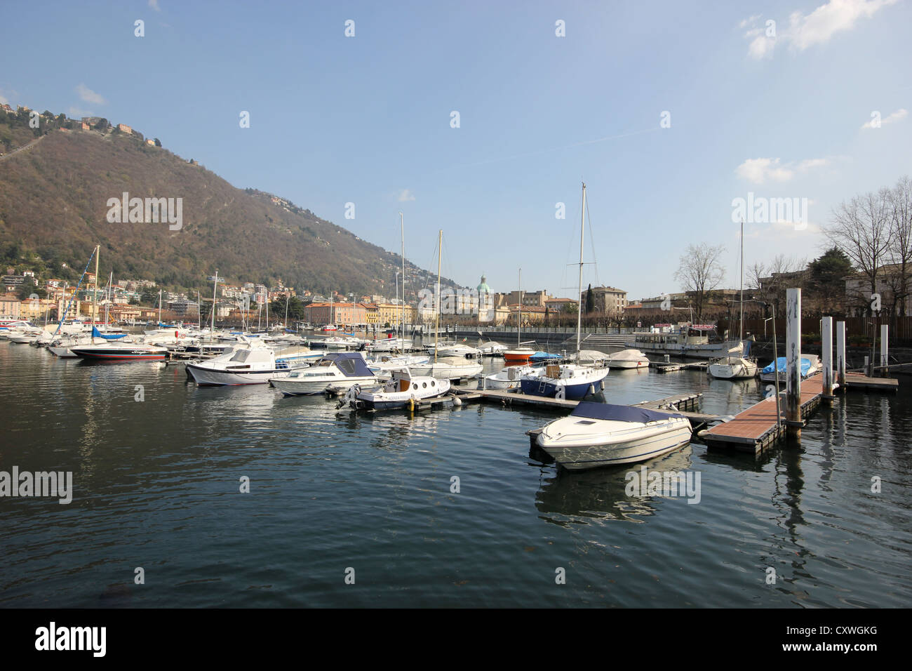 Comer See, Comer See, ein Bild von den Hafen, Boote, Dock, Bay, Italien, Photoarkive Stockfoto