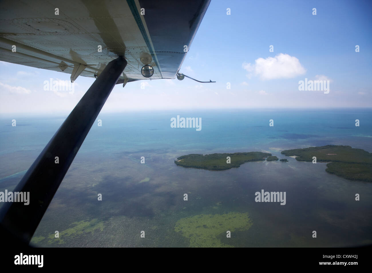 Flug über Mann Schlüssel in das Maultier Schlüssel Teil des Key West national Wildlife Refuge Inseln Florida Keys usa Stockfoto