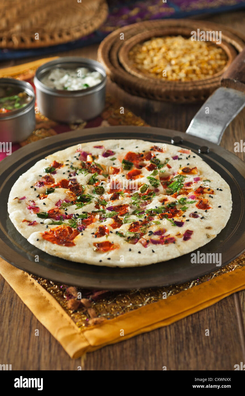 Uttapam Sud Indische Vegetarische Pfannkuchen Stockfotografie Alamy