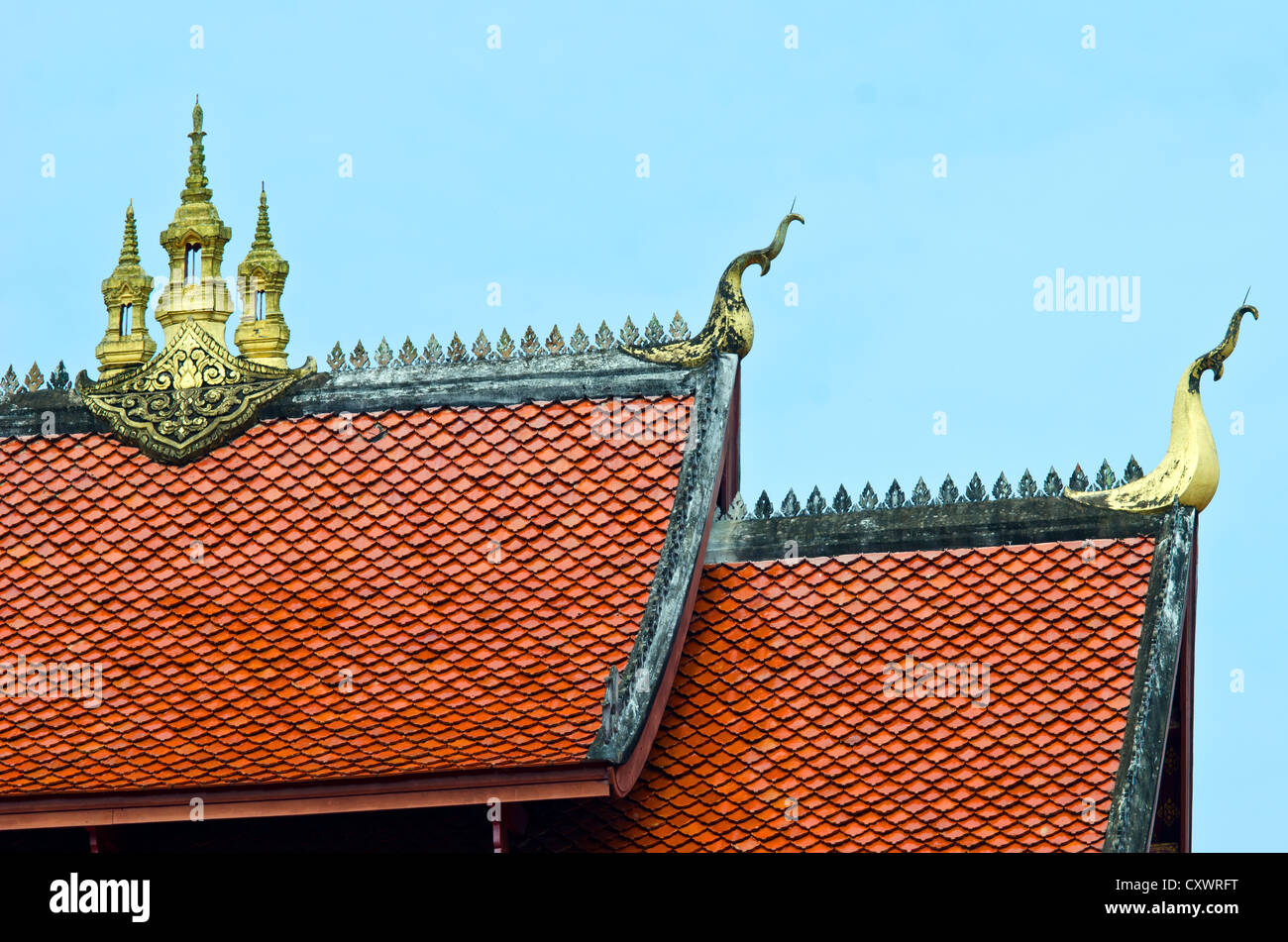 Tempel Dachdetails, Wat Doi Suthep, Chiang Mai, Thailand, Asien Stockfoto