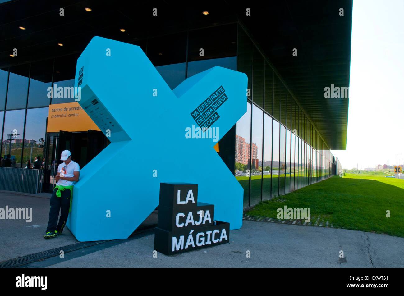 Eingang zum Caja Magica bauen. Madrid, Spanien. Stockfoto