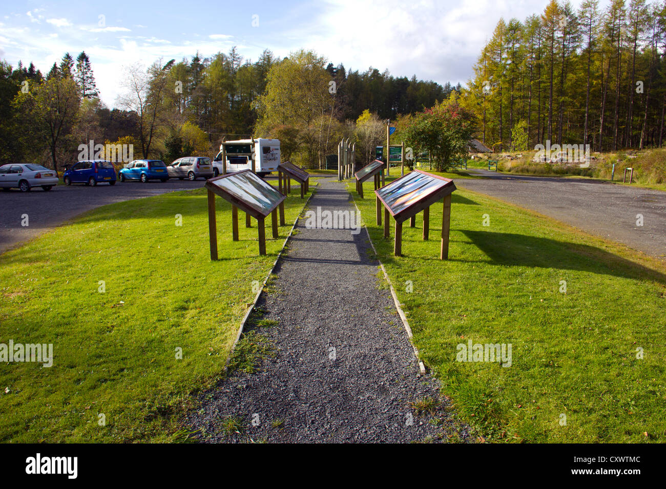 Stroan Brücke Parkplatz in Galloway Forest - Schottland Stockfoto