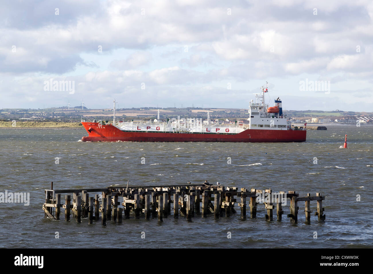LPG Gas Carrier Schiff JOAN IMO:9448877 angekommen, um am Teesport Phillips Ölraffinerie Oktober 2012 laden Stockfoto