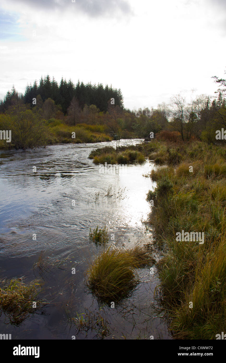 Wasser, das fließt in River Cree in Galloway Forest in Schottland Minnoch Stockfoto