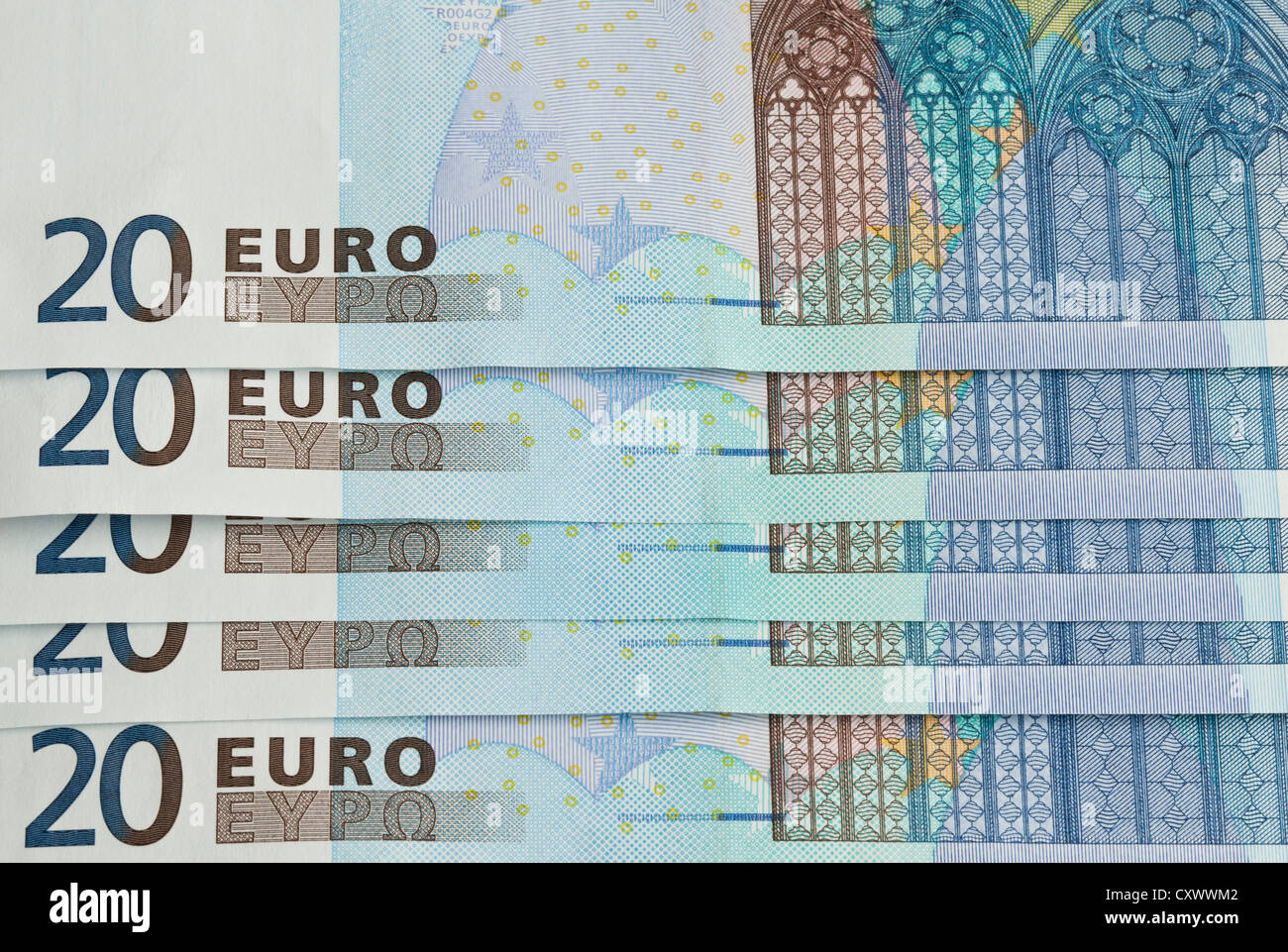 Neue 20-Euro-Banknoten Stockfoto