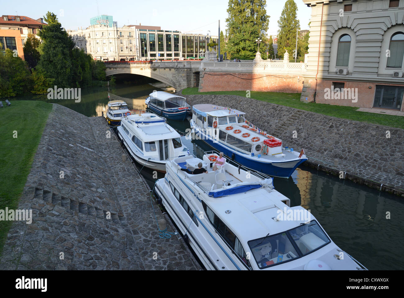 Boot-Kanal im Zentrum von Padua, Provinz Padua, Veneto Region, Italien Stockfoto