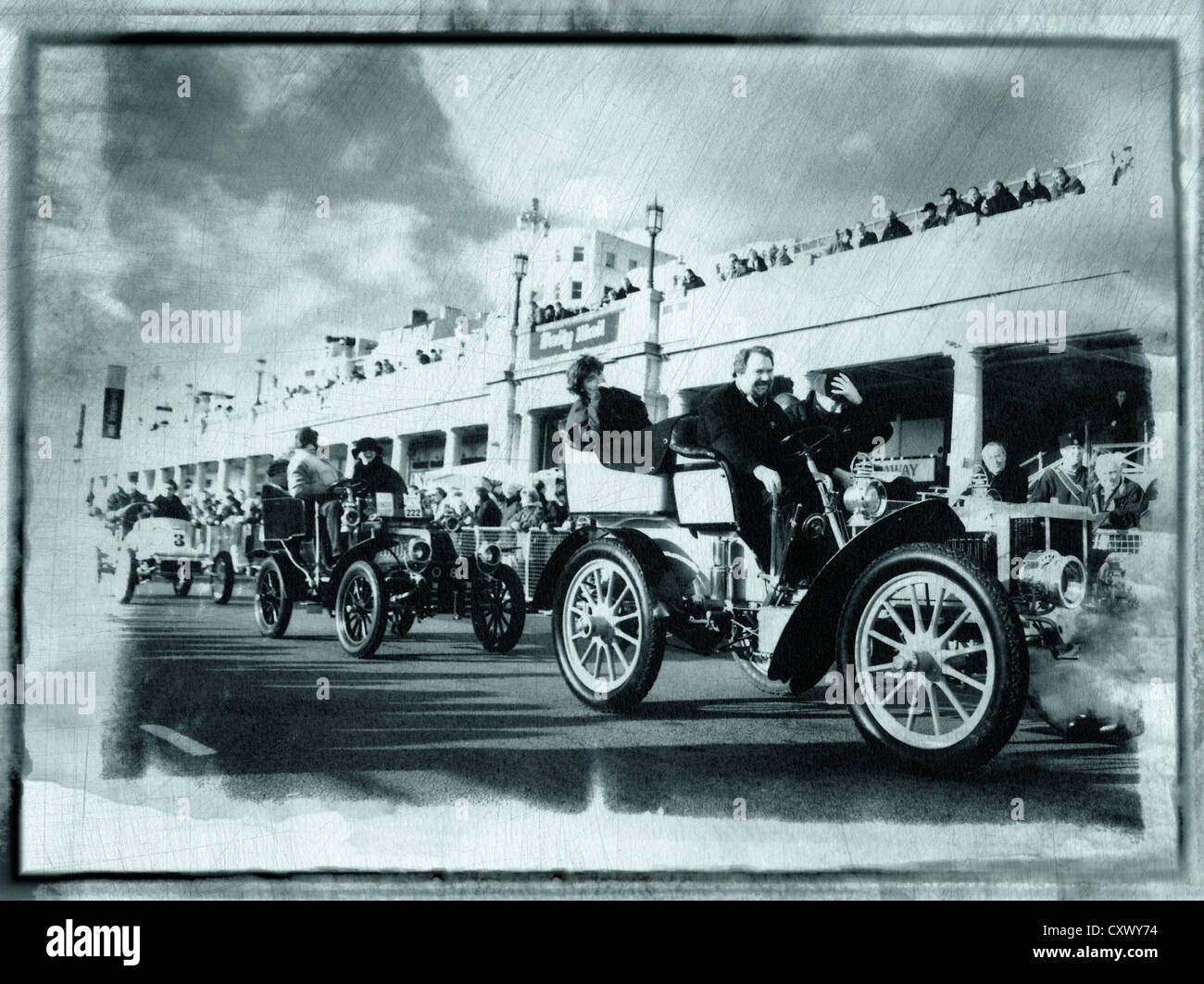 1903 fährt Peerless am Ziel in Brighton am Ende der London, Brighton veteran Auto laufen Stockfoto