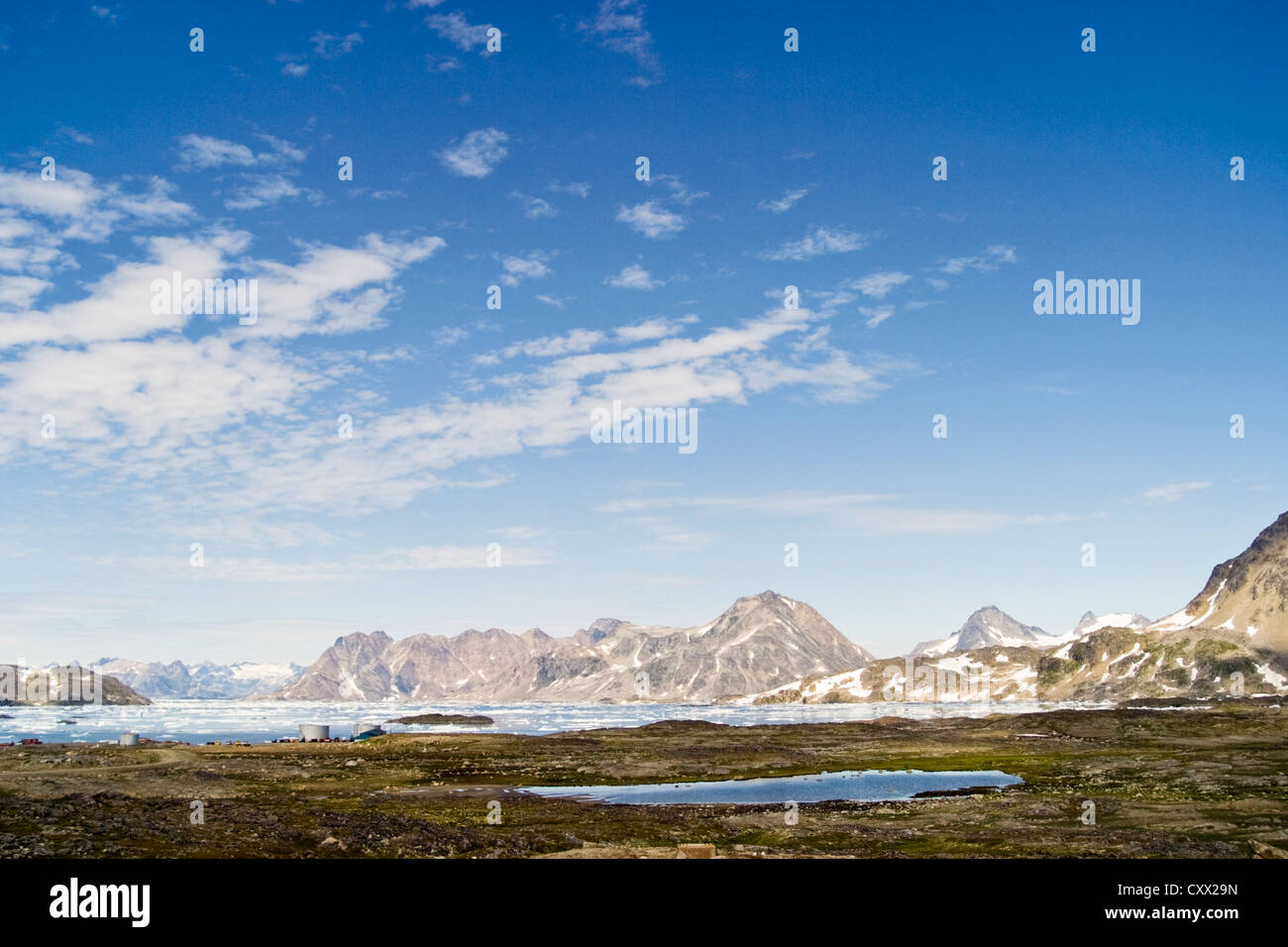 Arktische Landschaft Szene an der Küste in der Nähe von Kulusuk, Grönland Stockfoto