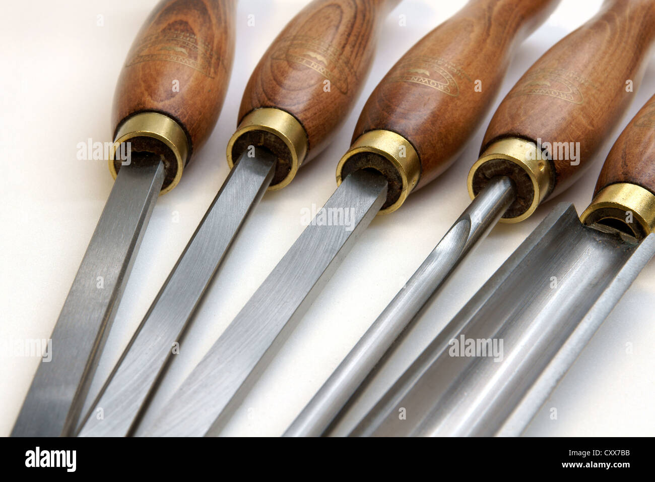 Holz drehröhren Tools für die Verwendung mit einem Holz Drehbank Stockfoto