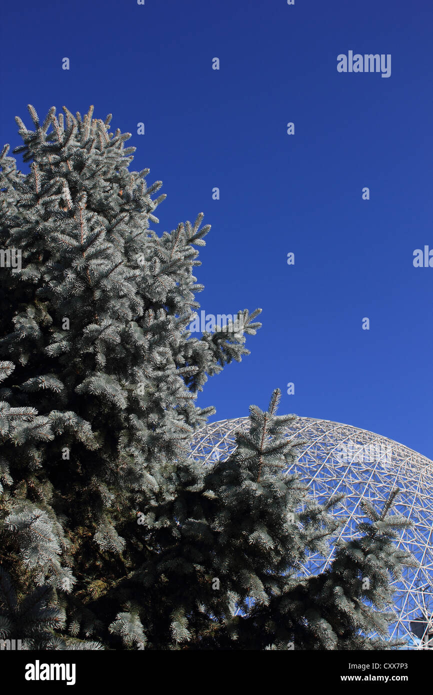 Die Biosphäre Museum im Morgengrauen am Jean Drapeau Park auf Ile SainteHelene, Montreal, Quebec, Kanada. Stockfoto