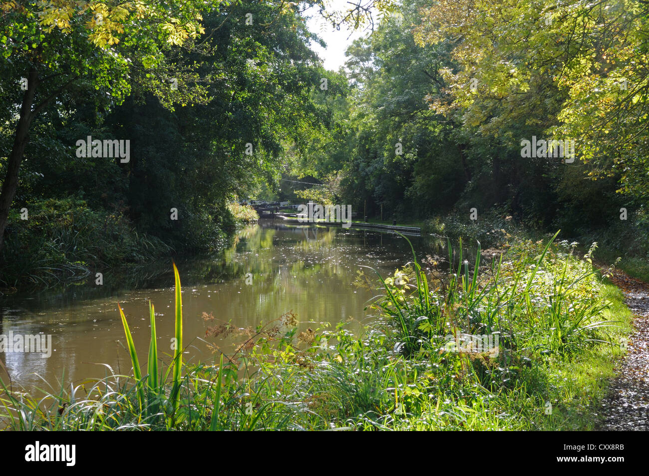 Stratford-upon-Kanals vor Schloss Nr. 34, in der Nähe von Yarningale, Warwickshire, England Stockfoto