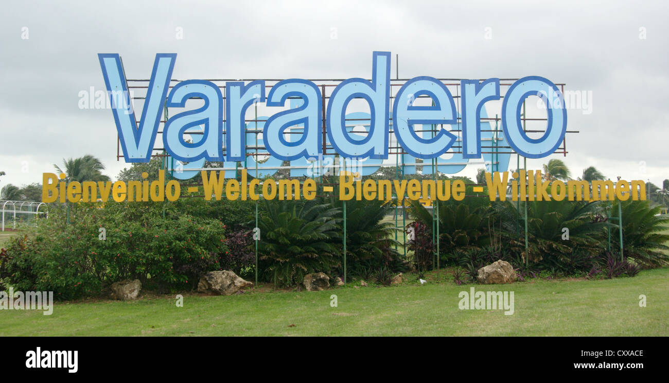 Varadero, Kuba Willkommensschild. Stockfoto