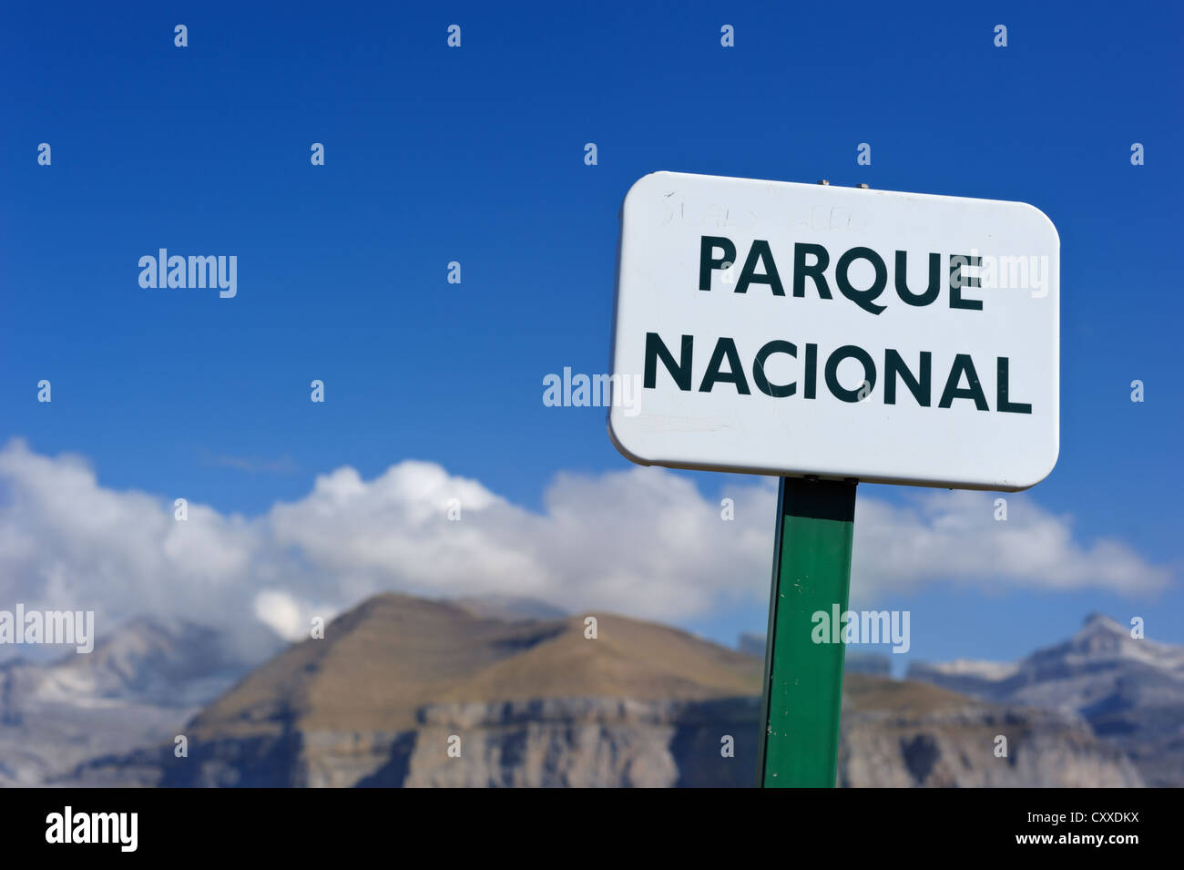 Anmeldung über das Valle de Ordesa, Parc National des Pyrénées Nationalpark "Parque Nacional", Aragon, Spanien, Europa Stockfoto