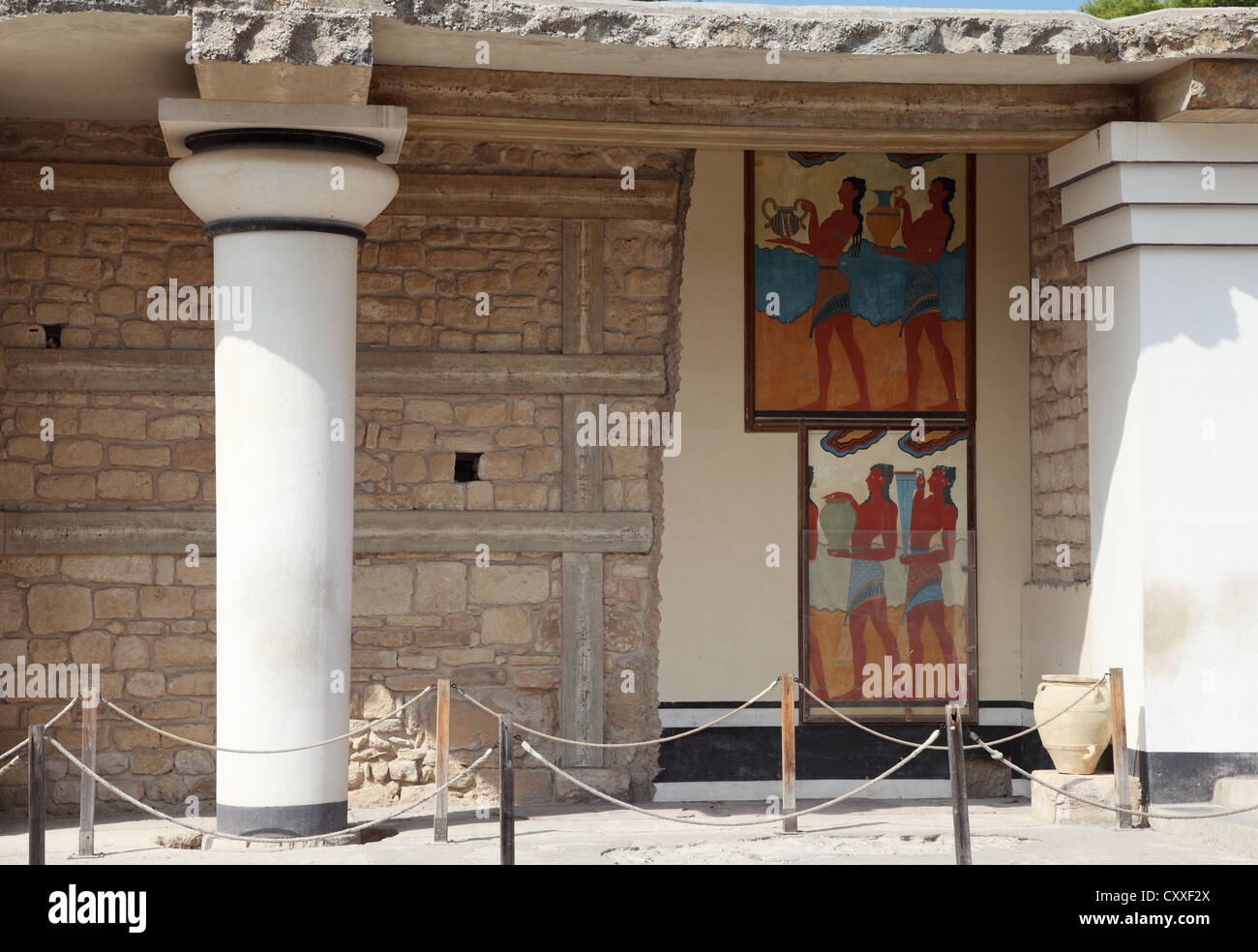 Ein Teil der rekonstruierten minoischen Tempel in Knossos Kreta Griechenland Stockfoto