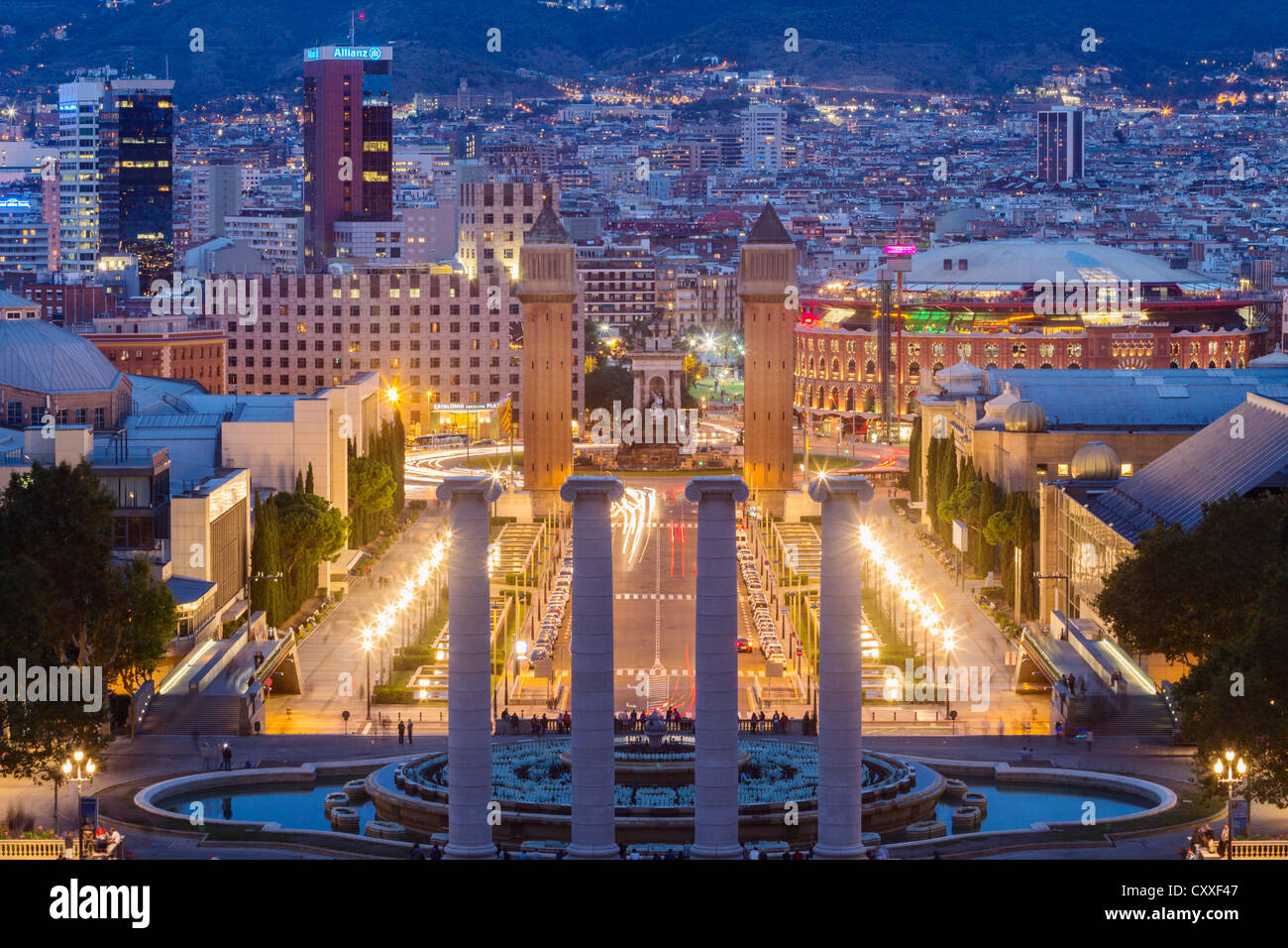 Blick über Plaça Espanya (Plaza España) in Barcelona, Spanien Stockfoto