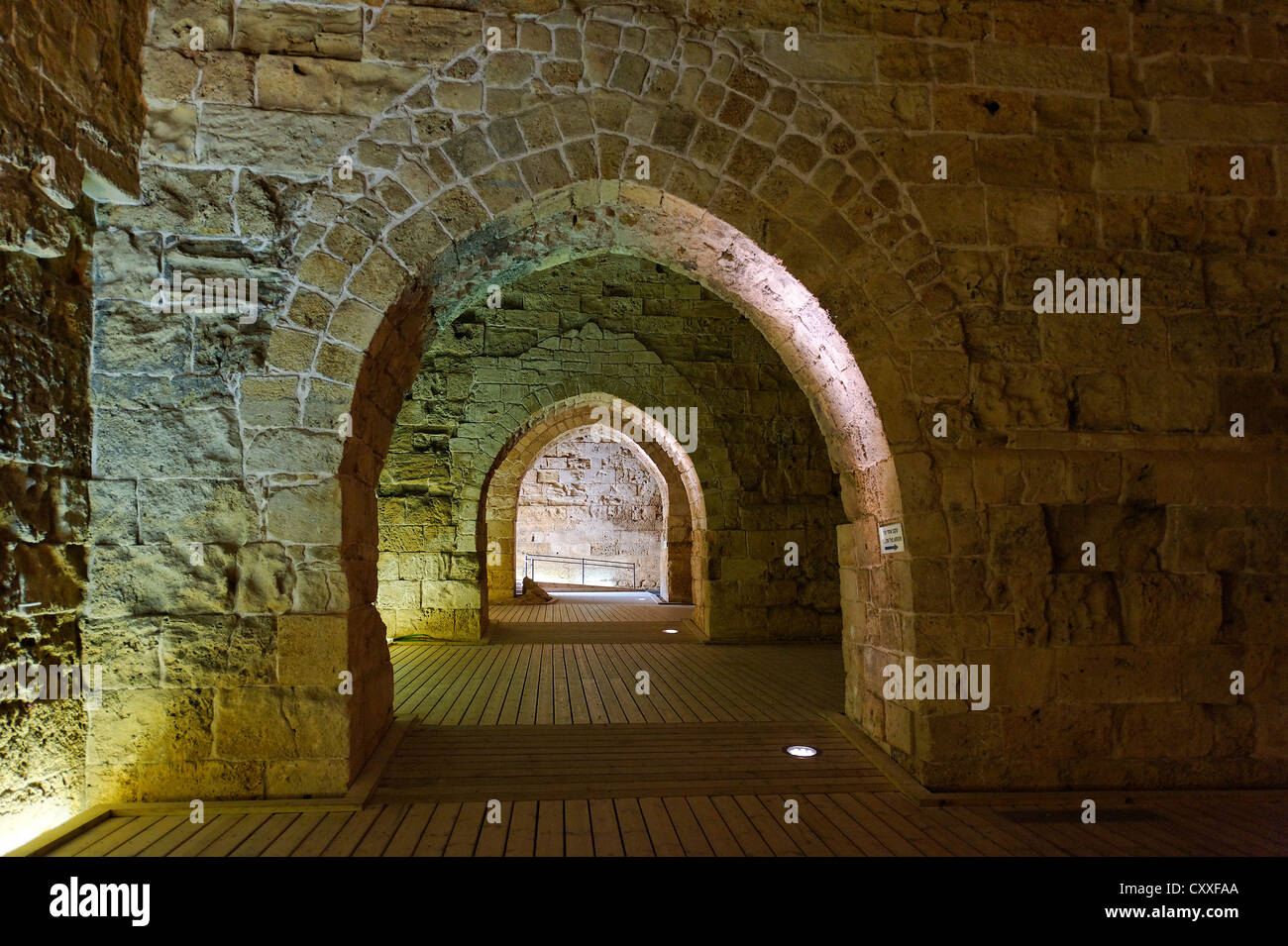Kreuzfahrer Burg, Templerburg im historischen Viertel, Acre oder Akko, Unesco World Heritage Site, Israel, Nahost Stockfoto
