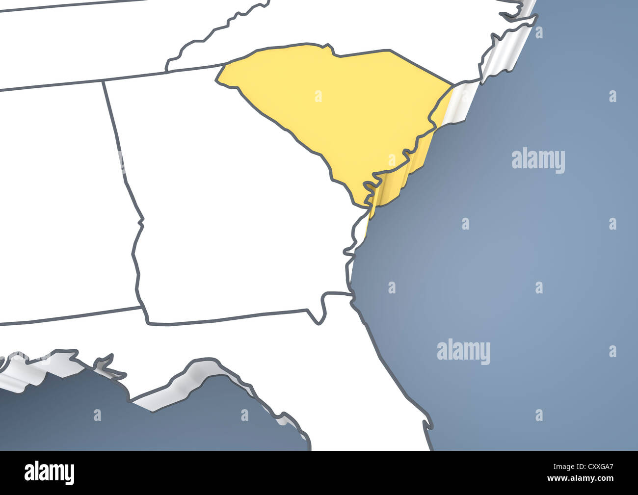 South Carolina, SC, USA, Vereinigte Staaten von Amerika, Gliederung, 3D illustration Stockfoto