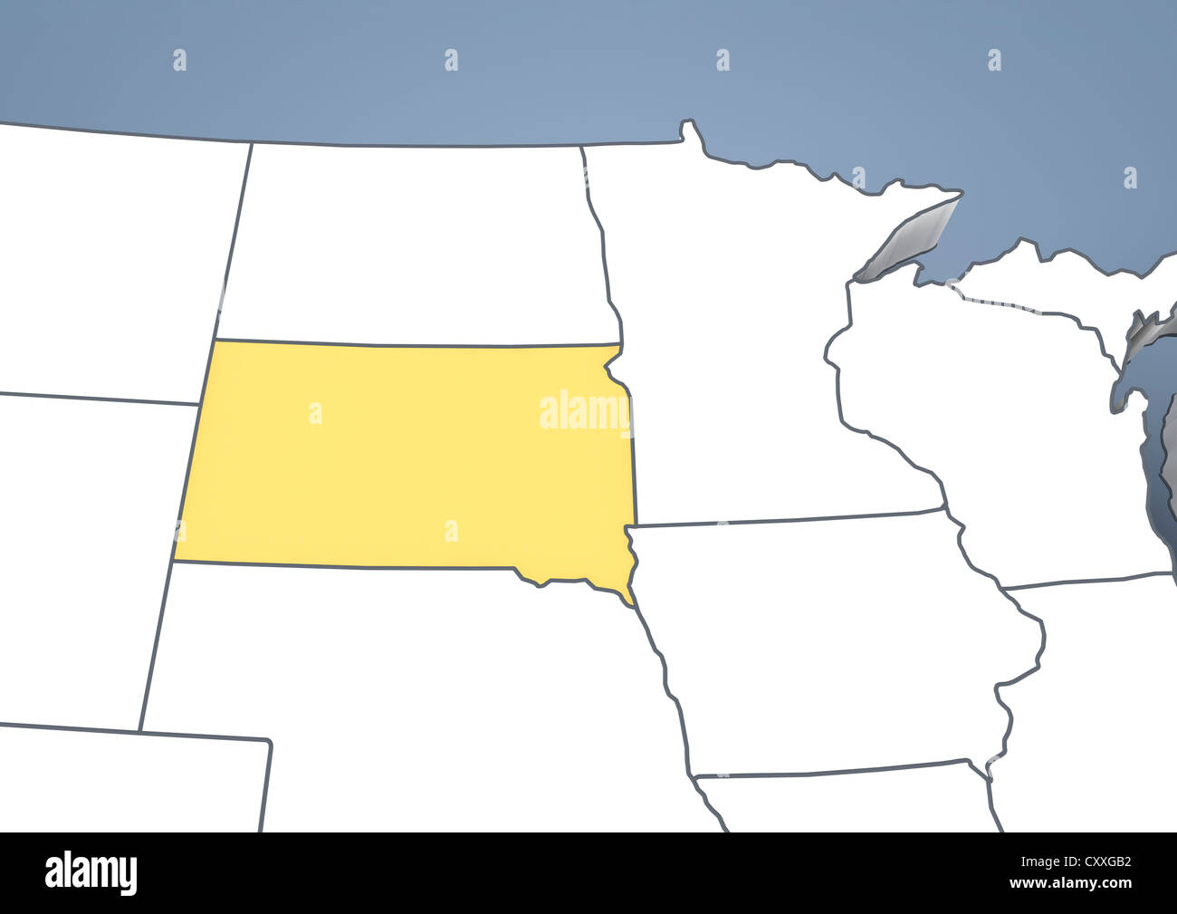 South Dakota, SD, USA, Vereinigte Staaten von Amerika, Gliederung, 3D illustration Stockfoto