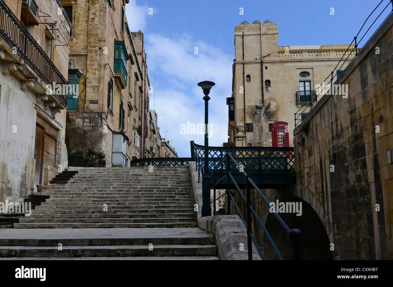Victoria Gate, Rückansicht, Altstadt von Valletta, Malta, Europa Stockfoto