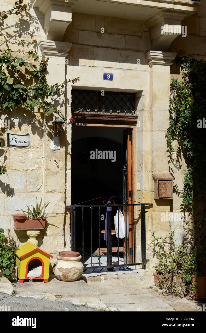 Eingang eines Hauses, Altstadt von Valletta, Malta, Europa Stockfoto