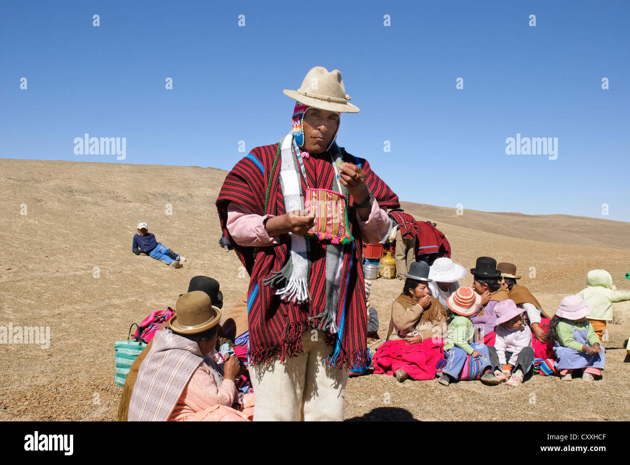 Zeremonie Aymara, die Pachamama Stockfoto