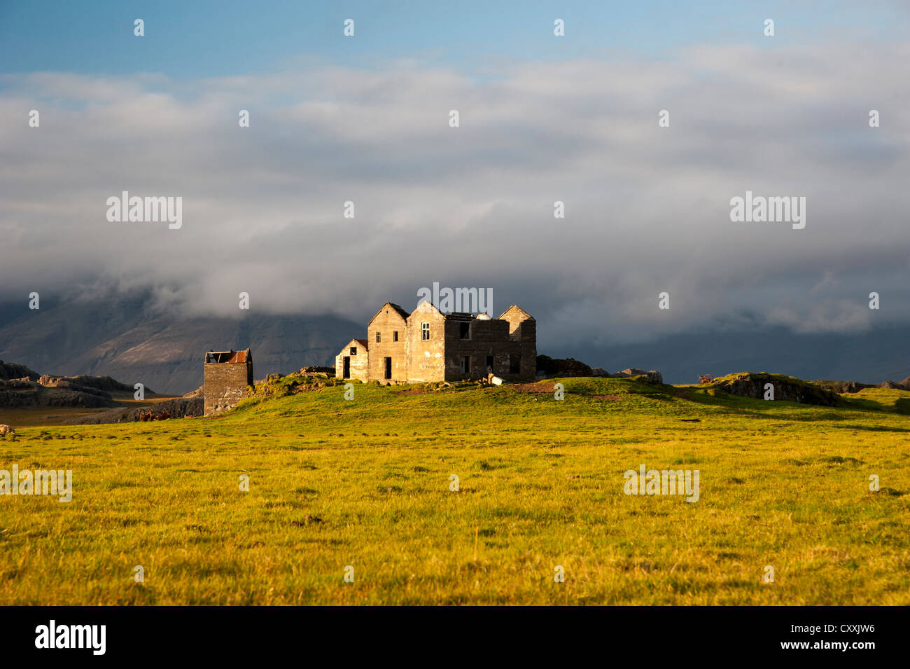Verlassenen Bauernhof, Austurland, Island, Island, Osteuropa Stockfoto