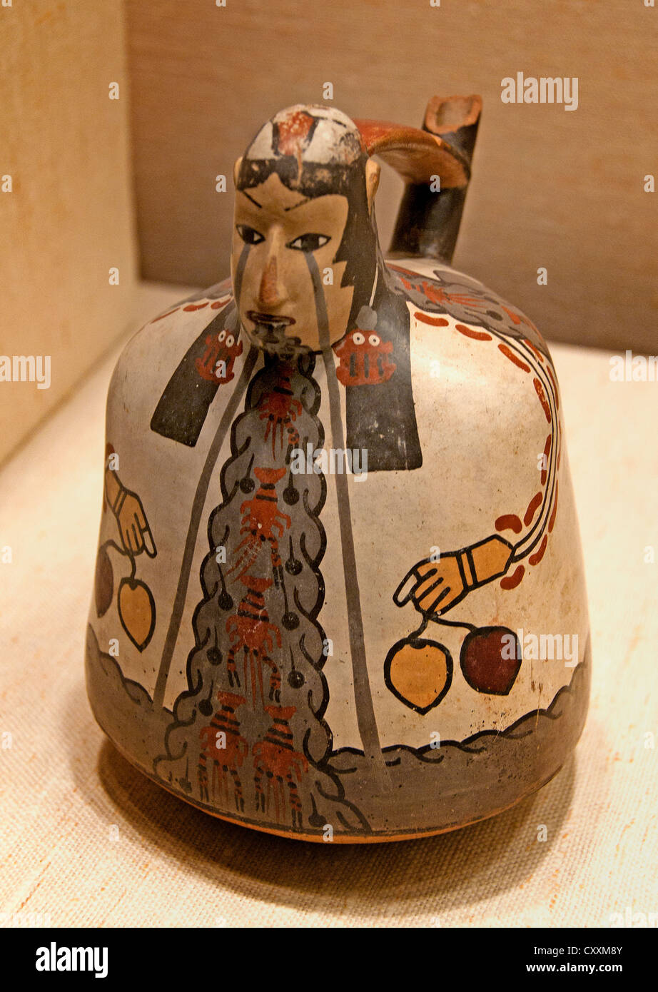 Wasser Gottheit Flasche peruanischen Peru Nasca 4.-6. Jahrhundert Keramik Stockfoto