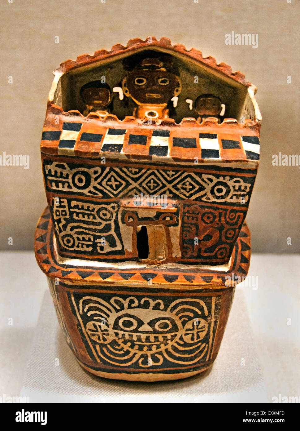 Haus Gefäß Peru peruanischer Recuay 4.-7. Jahrhundert Keramik Stockfoto