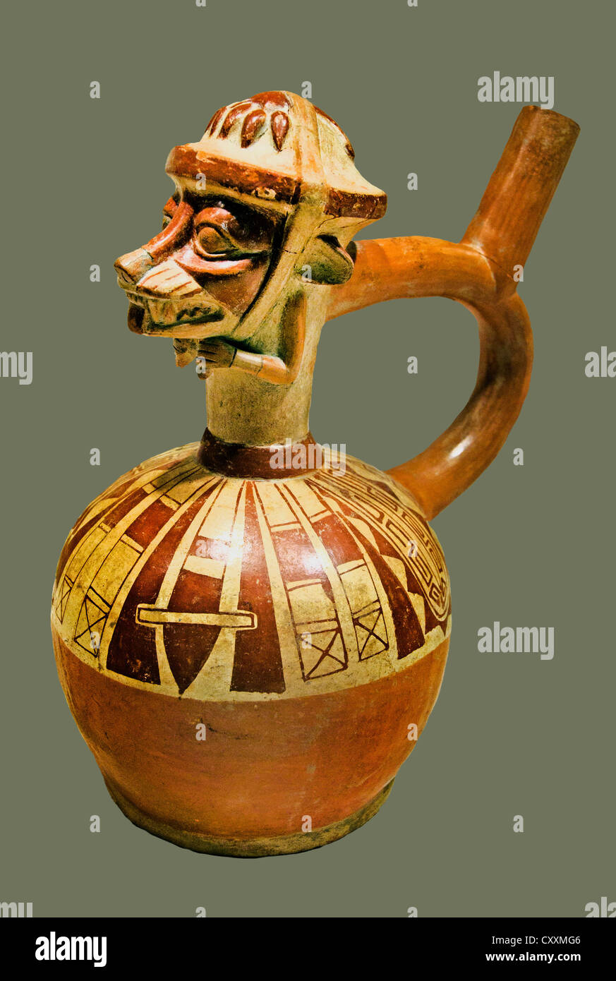 Stiir Auslauf Flasche Fox 4. – 6. Jahrhundert Peru peruanischer Moche-20 cm Stockfoto