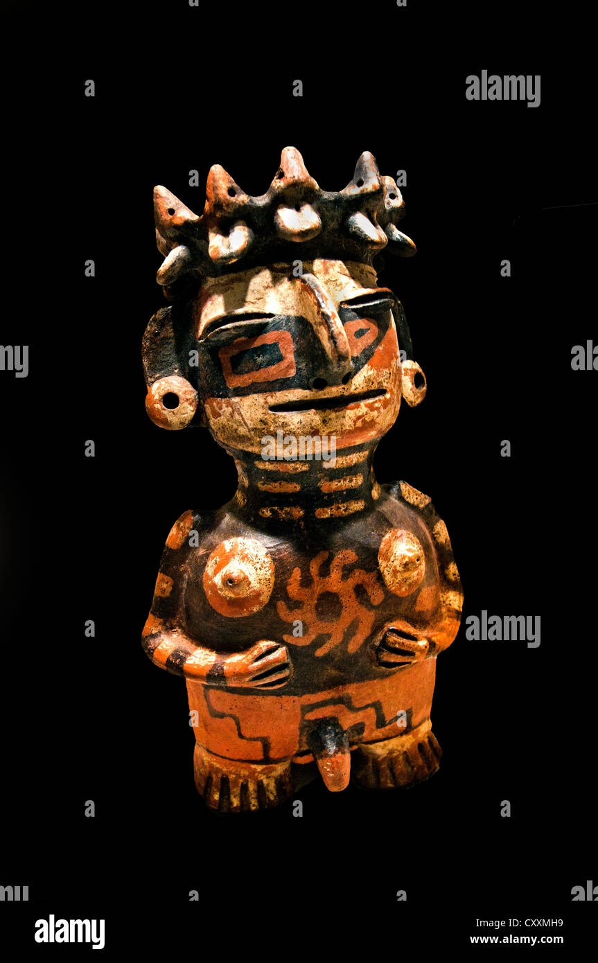 Männlichen Mann Figur Gefäß Peru Peru 1.-2. Jh. Keramik Stockfoto