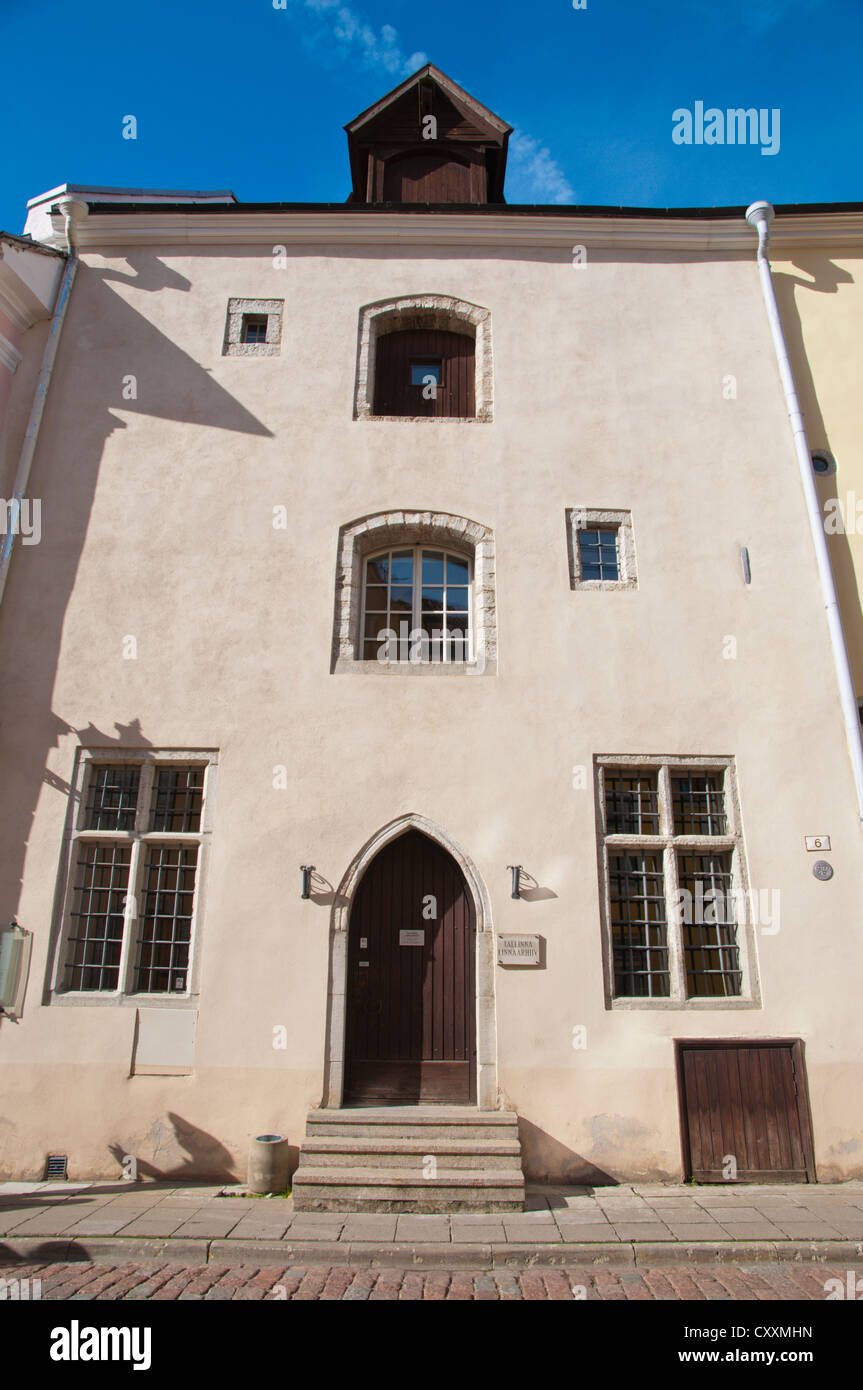 Tallinna Linnaarhiiv der Stadt Archiv Gebäude entlang Vanalinn Pikk-Straße der Altstadt Tallinn Estland Europa Stockfoto