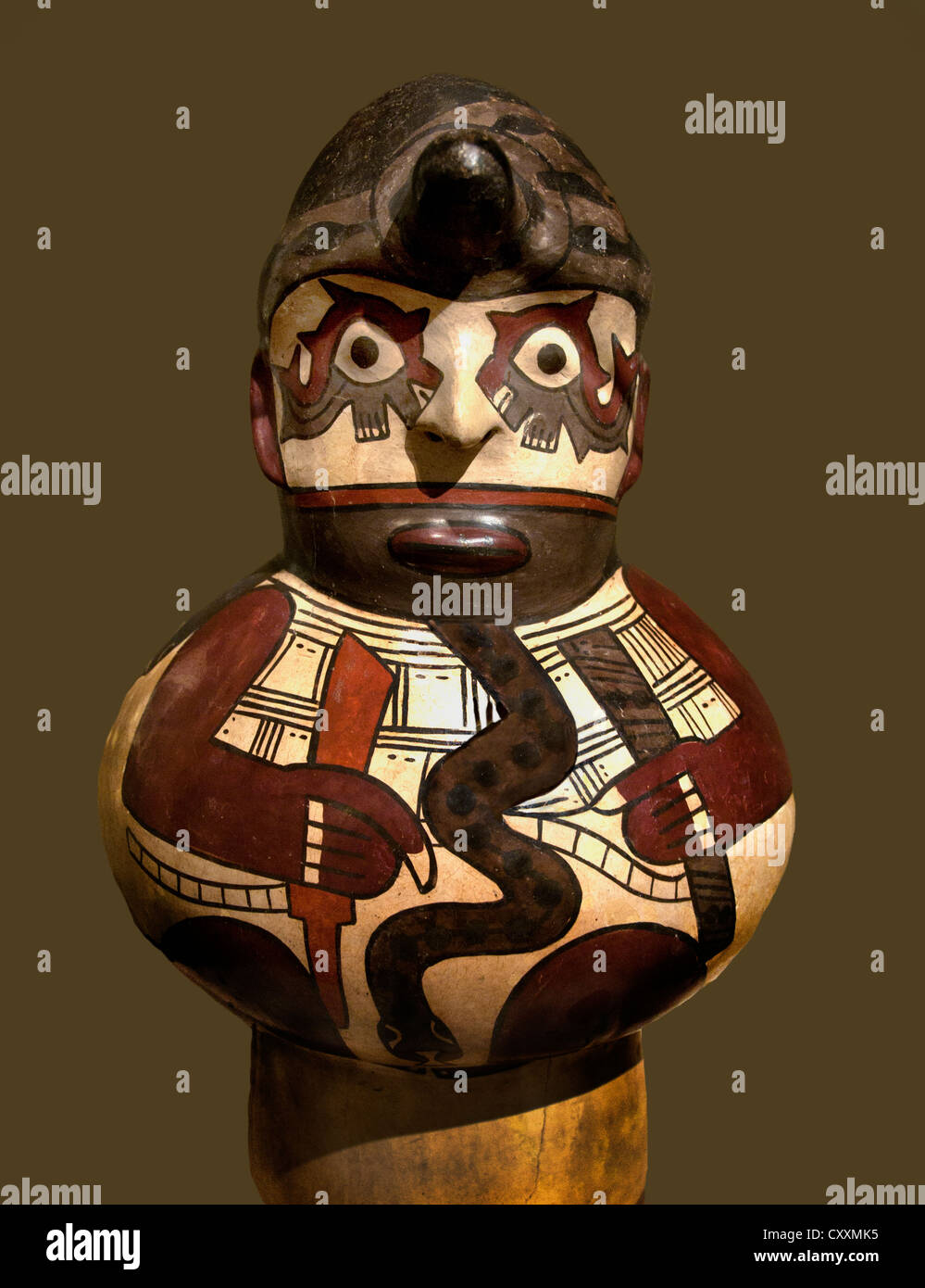 1. Jahrhundert Peru Peru Nasca Keramik 45 cm Keramik Musikinstrument Schlagzeug Stockfoto
