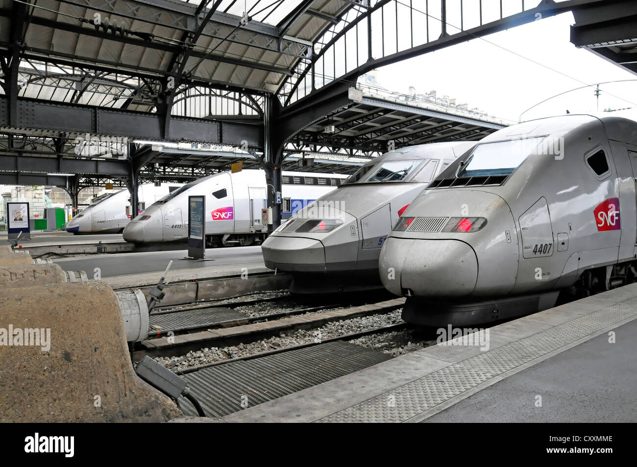 TGV-Züge, Bahnhof Gare de I'Est, Station, Paris, Frankreich, Osteuropa Stockfoto