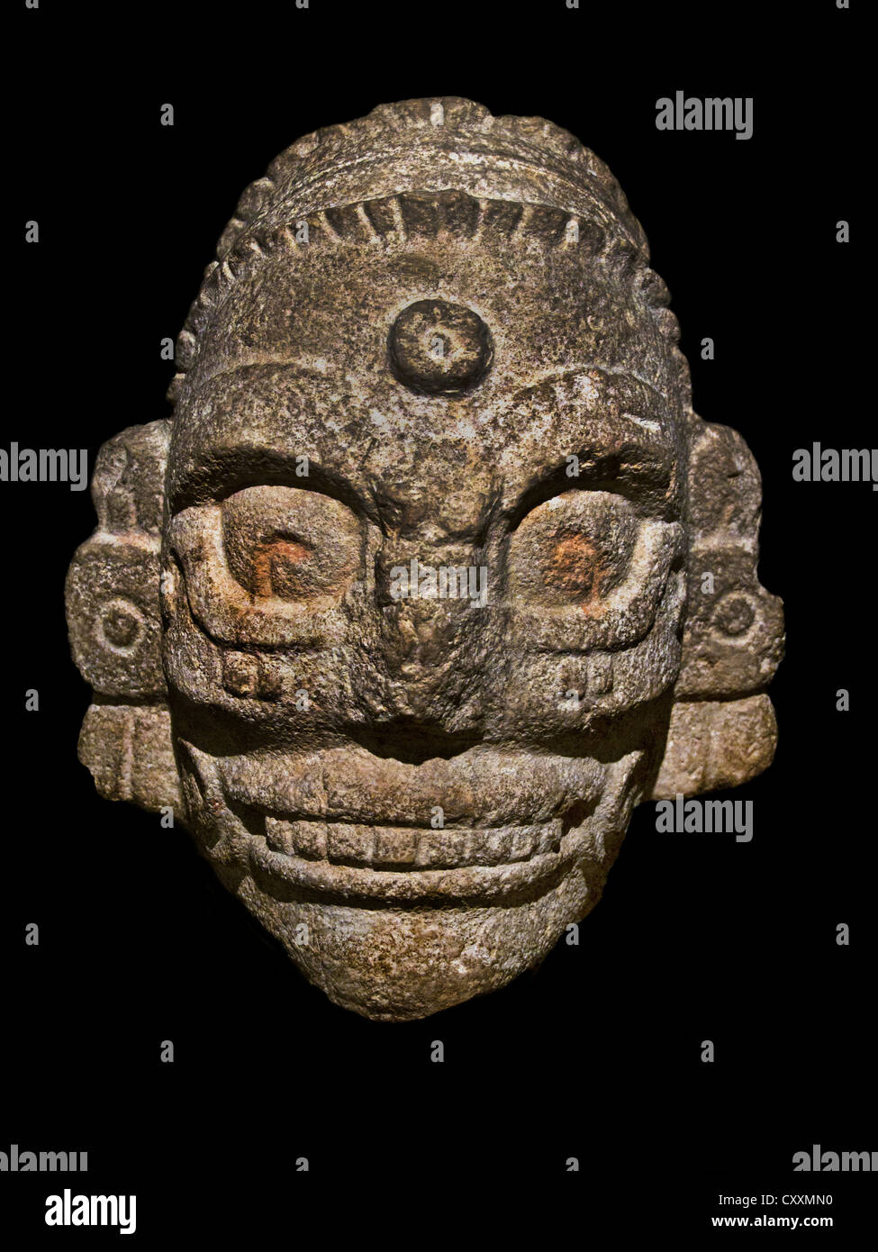 Leiter der ein Regengott 10. – 11. Jahrhundert Mexiko Mittelamerika Yucatan-Maya-Medium: fossilführenden Kalkstein 34,9 cm Mexikanisch Stockfoto