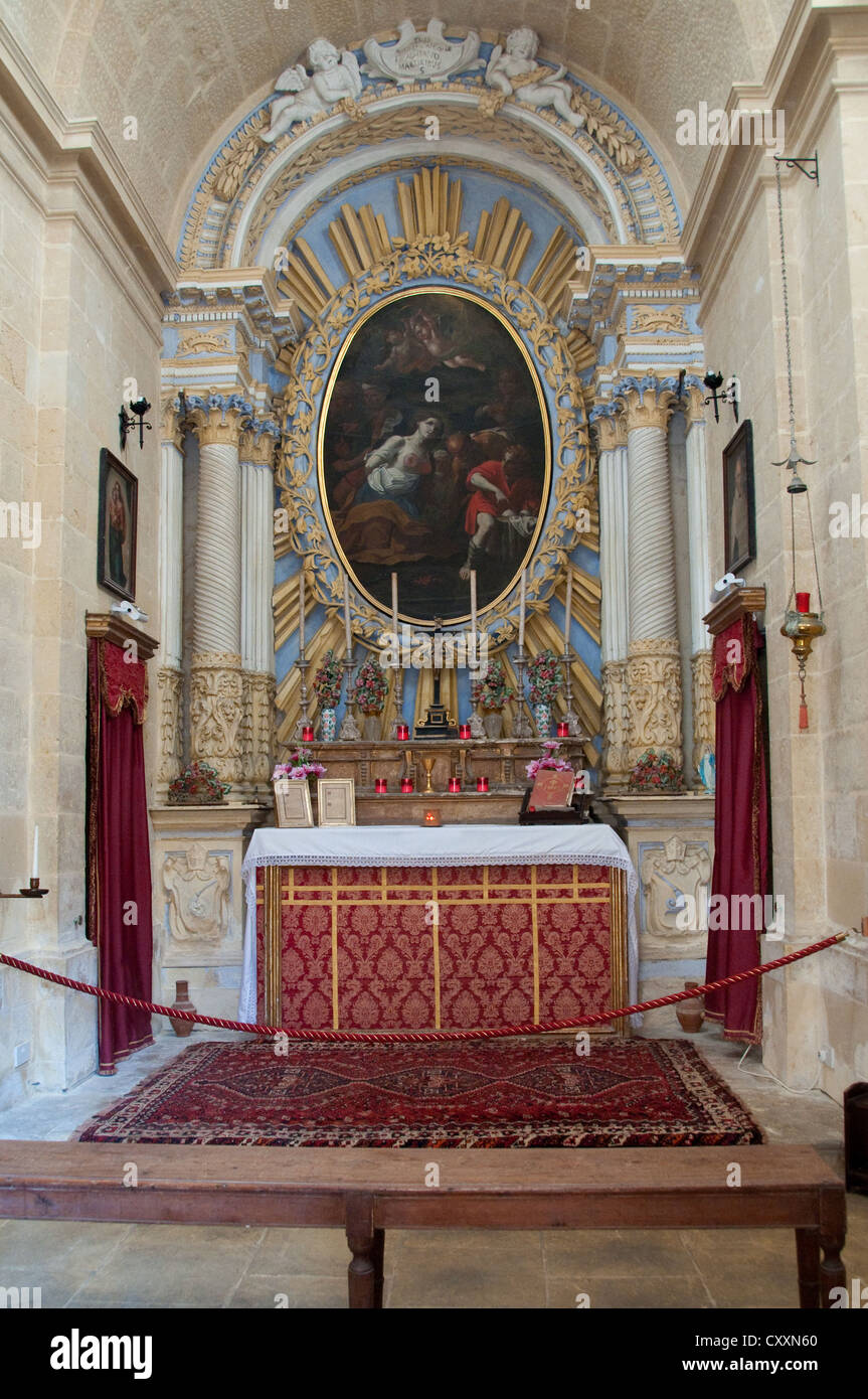 Altar aus der Kapelle von St. Agatha, Mdina, Malta Stockfoto