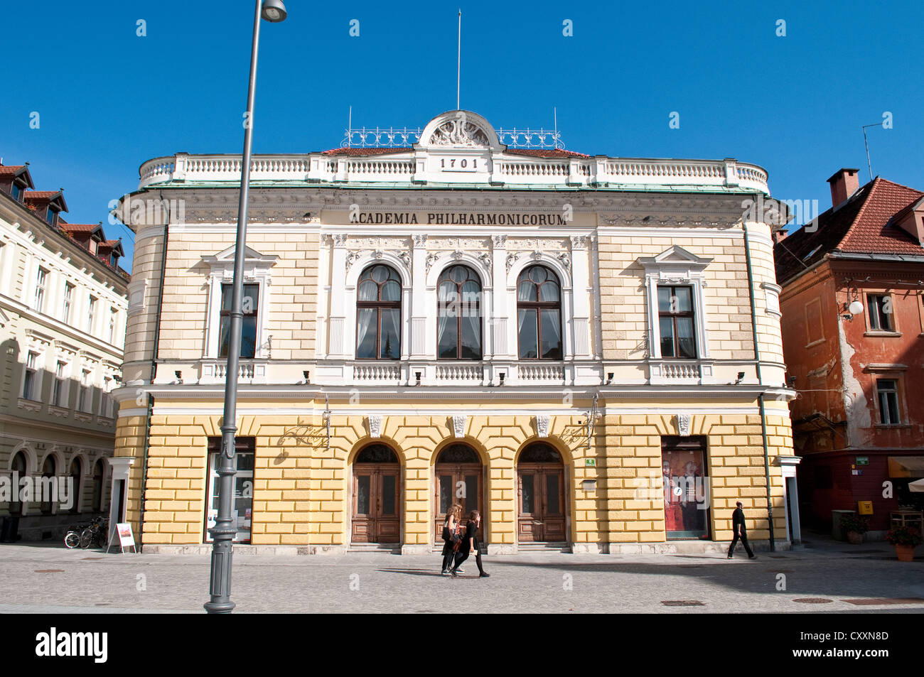 Slowenische Philharmonie aufbauend auf Kongressplatz, Ljubljana, Slowenien Stockfoto