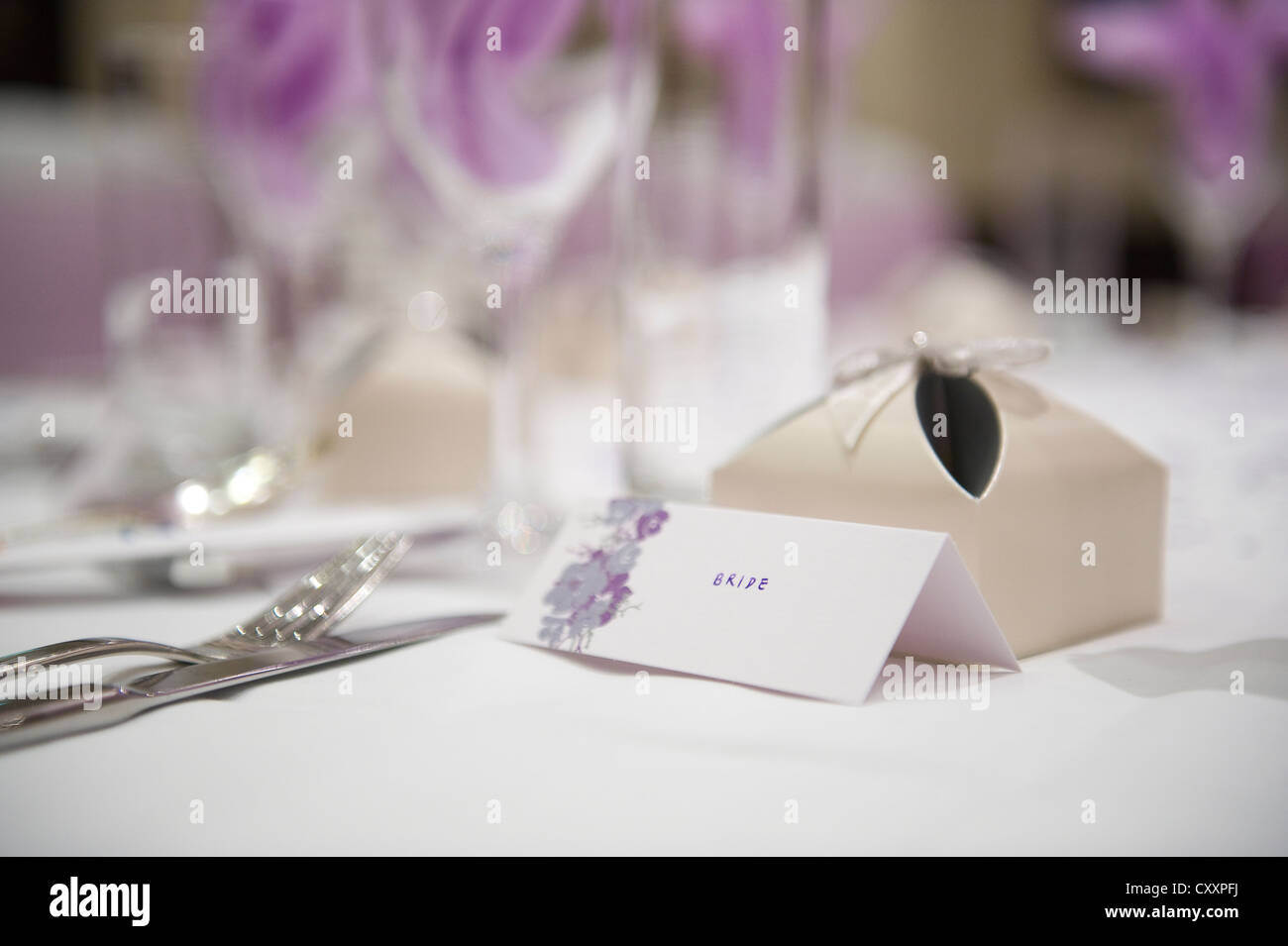 Bräute Ort an der Rezeption Stockfoto